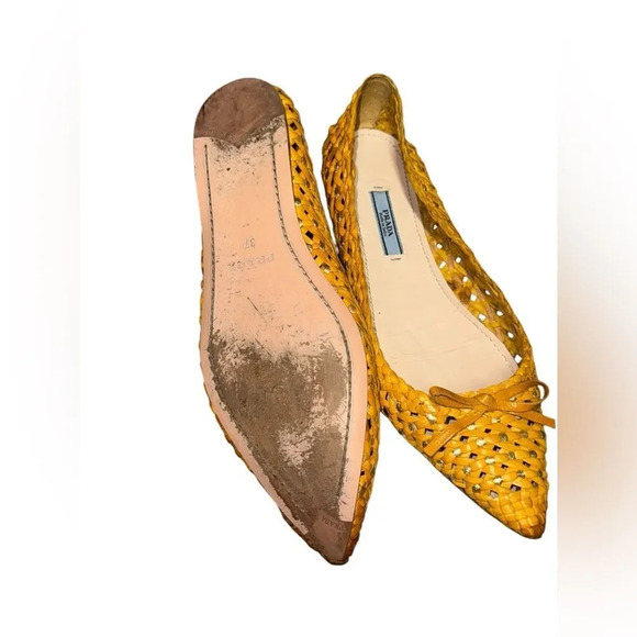 Authentic PRADA Calzature Donna woven leather slip-on pointed toe flats - Picture 7 of 8
